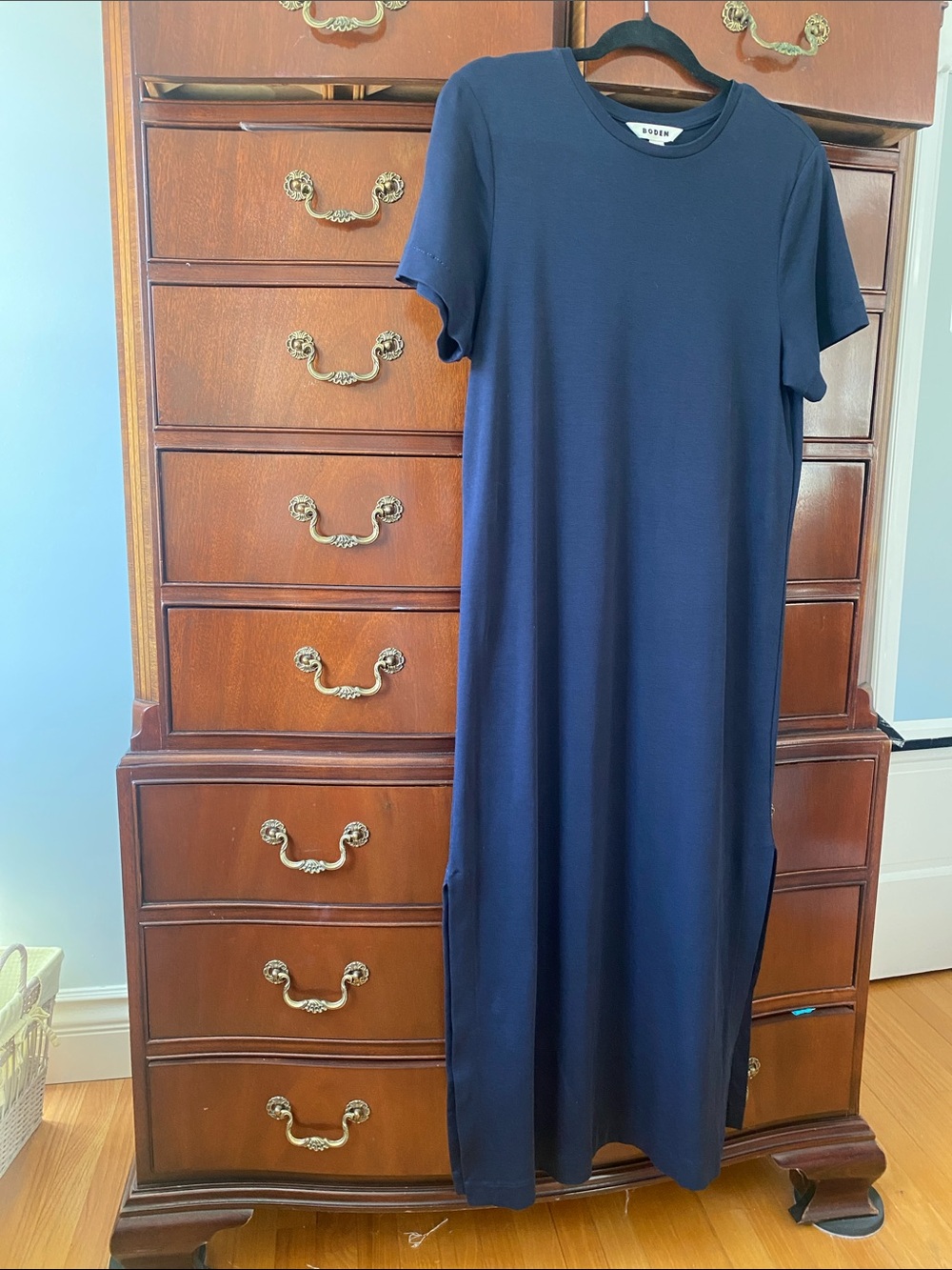 Boden Navy Short-Sleeve Maxi Tee Dress